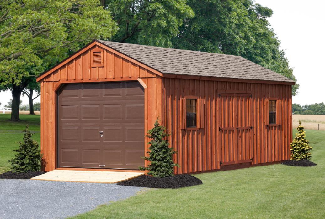 Standard Board & Batten AFrame Single Car Garage Lancaster County Barns